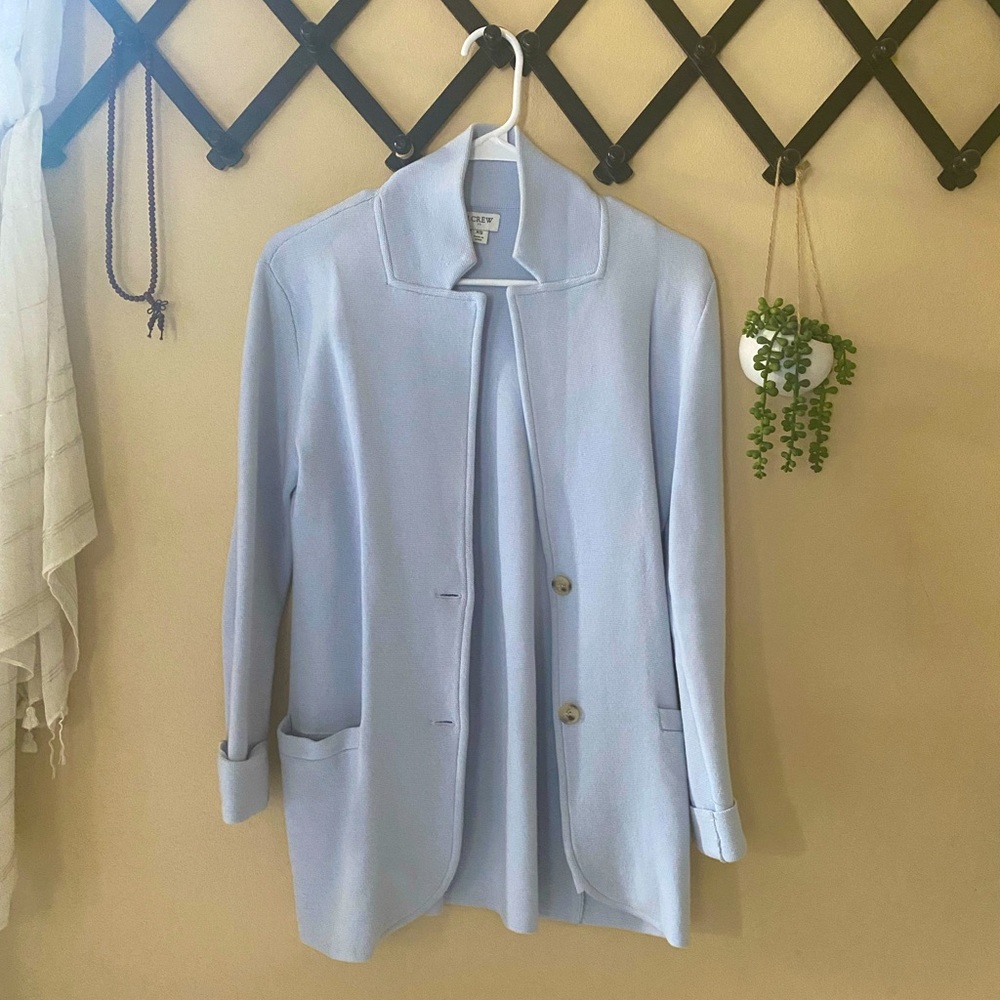 J Crew light blue sweater blazer XS